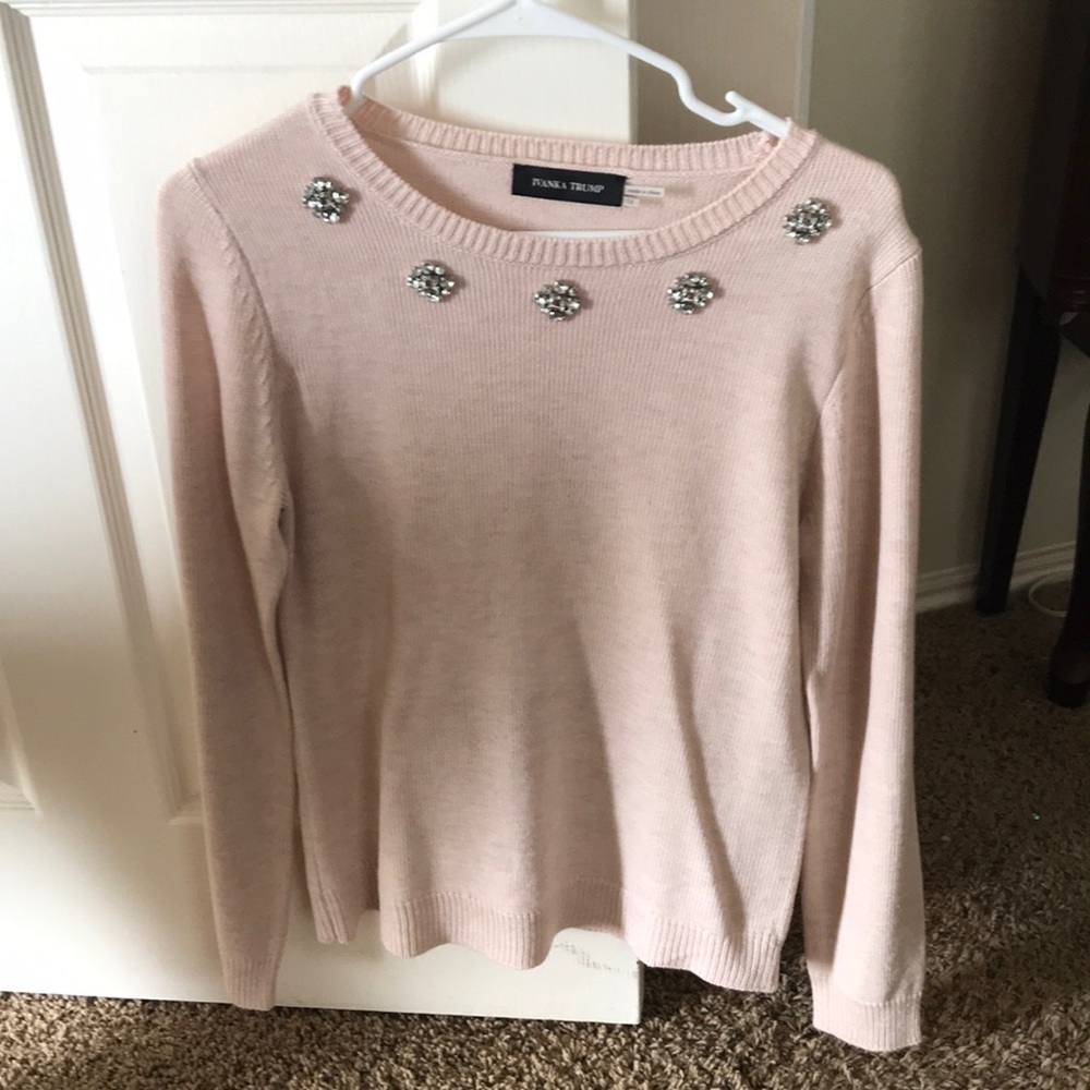 Ivanka Trump blush sweater with embellishment
